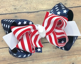 Fourth of July hair bow - hair bows, hair clips, bows for girls, girls hair bows, toddler hair bows, hairbows, boutique hair bows