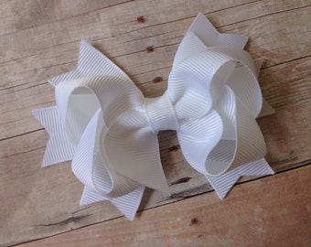 White hair bow - white bows, hair bows, boutique hair bows, girls hair bows, toddler hair bows, girls bows, baby bows, baby hair bows, bows