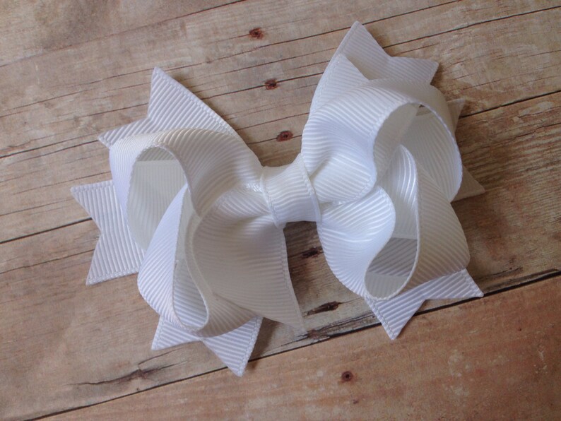 White Hair Bow White Bows Hair Bows Boutique Hair Bows Etsy