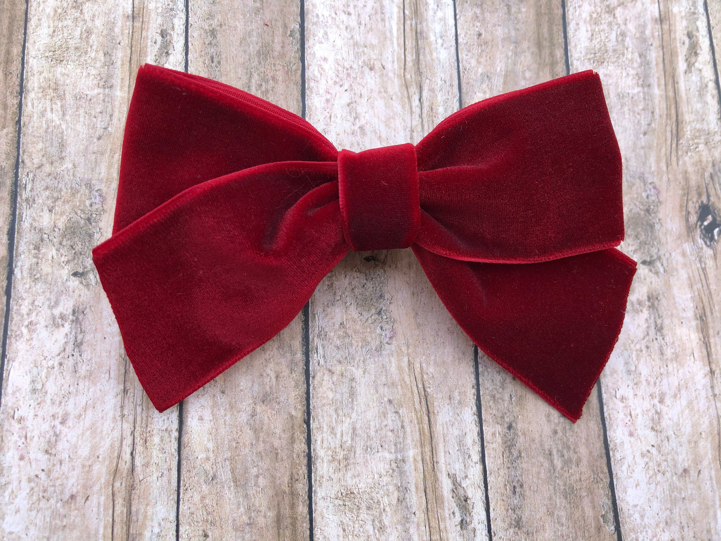 Dark Red Velvet Hair Bow Hair Bows Velvet Bows Hair Clips