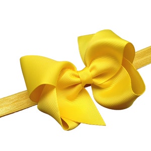 Yellow baby headband - baby girl headband, baby headband bows, newborn headband, baby bows, baby hair bows