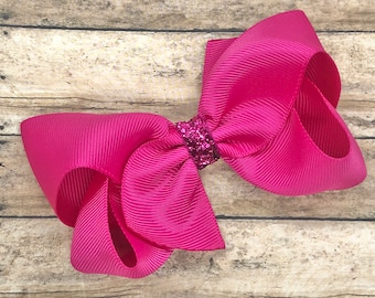 Fuchsia hair bow - hair bows for girls, baby bows, toddler bows, girls bows, 4 inch hair bows