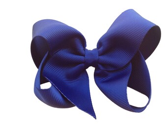 Navy blue hair bow - hair bows, girls hair bows, toddler bows, boutique bows, 4 inch hair bows, hair clips