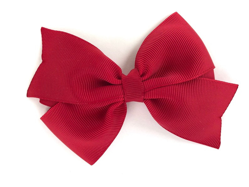 Dark red hair bow hair bows, hair bows for girls, 4 inch hair bows, toddler hair bows, baby bows, pigtail bows image 4