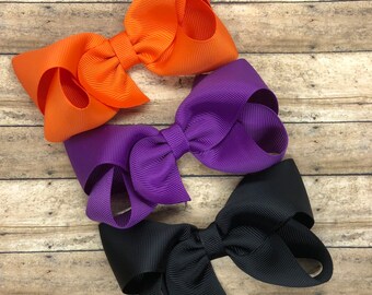 Halloween hair bow set - hair bows, bows, hair bows for girls, baby bows, hair clips, toddler bows, boutique bows, 4 inch hair bows