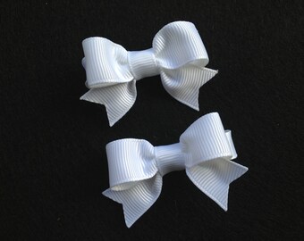 Small white hair bows - hair bows, baby bows, baby hair clips, hair bows for girls, girls hair bows, toddler hair bows