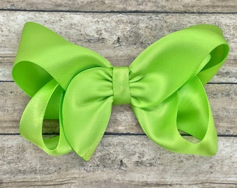 Apple green satin hair bow - hair bows, bows, hair clips, hair bows for girls, baby bows, toddler bows, girls bows, hair bow