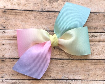 Pastel rainbow hair bow - rainbow bow, hair bows, girls hair bows, hair bows for girls, toddler hair bows, big hair bows, boutique bows