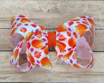 Pumpkin hair bow - hair bows, bows for girls, baby bows, girls hair bows, toddler bows, 4 inch hair bows