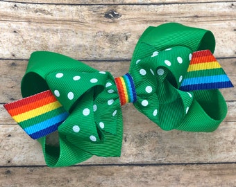 St. Patrick's Day hair bow - girls hair bows, toddler bows, baby bows, 4 inch hair bows