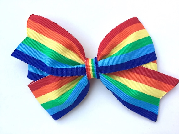 striped hair bows rainbow colored bows cute little hair bow small hair bows 4 inch hair bow Multi-colored hair bow cute bows for girls