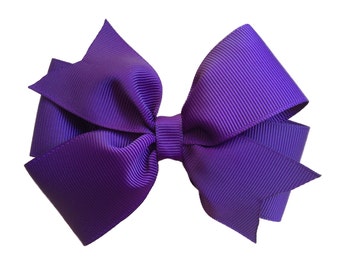 Dark purple hair bow - hair bows, girls hair bows, toddler bows, baby bows, 4 inch hair bows