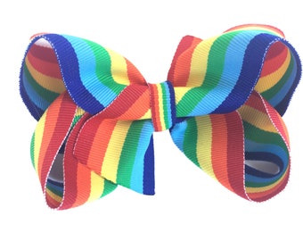 Rainbow hair bow - rainbow bow, hair bows, girls hair bows, hair bows for girls, toddler hair bows, big hair bows, boutique bows, baby bows