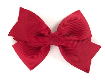 Dark red hair bow - hair bows, hair bows for girls, 4 inch hair bows, toddler hair bows, baby bows, pigtail bows