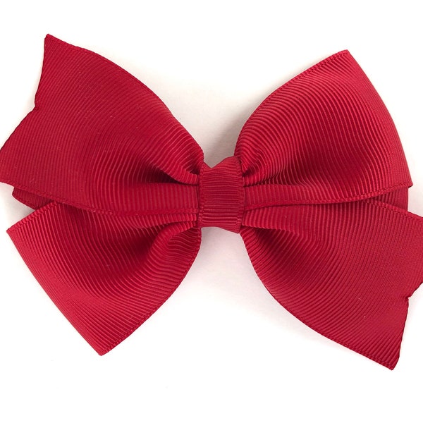 Dark red hair bow - hair bows, hair bows for girls, 4 inch hair bows, toddler hair bows, baby bows, pigtail bows