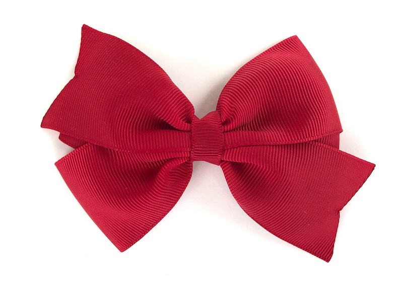 Dark red hair bow hair bows, hair bows for girls, 4 inch hair bows, toddler hair bows, baby bows, pigtail bows image 1