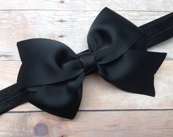 Black baby headband - black bow headband, bow headband, baby bow headband, baby hair bows, baby bows, newborn headband