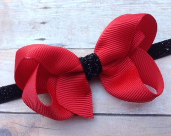 Red baby headband - baby headband bows, baby girl headbands, newborn headbands, baby bows, hair bows