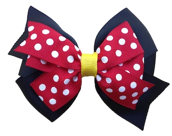 Girls hair bow - red polka dot bow, hair bows, bows for girls, girls hair bows, minnie mouse bows