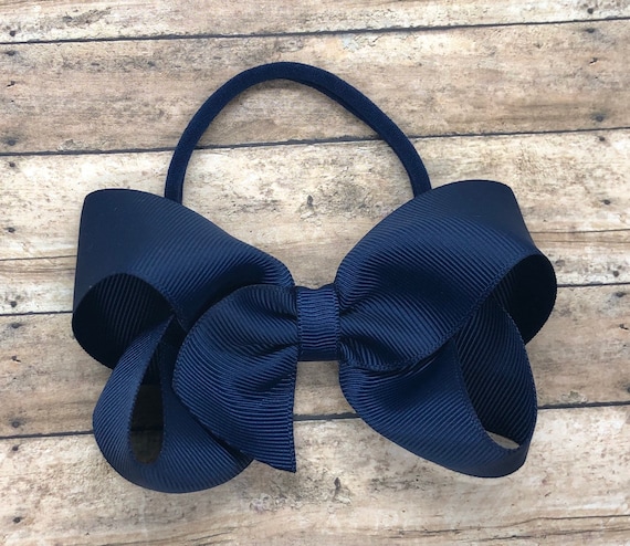 Bandeau Bleu Marine De Cheri Bandeau De Bebe Fille Bandeau Etsy France