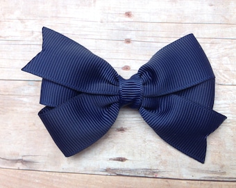 Navy blue hair bow - hair bows, girls bows, baby bows, girls hair bows, toddler hair bows, baby hair bows, hair bow, hair bows for girls