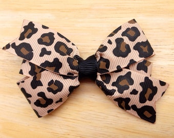 Leopard print hair bow - hair bows for girls, 3 inch hair bows, girls hair bows, toddler hair bows, baby bows