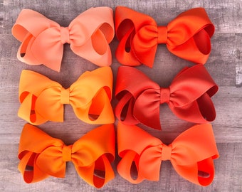 YOU PICK orange hair bow - hair bows, bows for girls, boutique hair bows, toddler hair bows, 4 inch hair bows