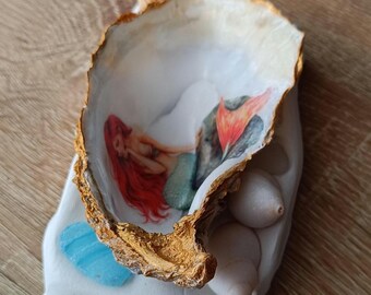 Hand Painted Mermaid Ocean Decor | Coastal Fantasy Shelf Ornament