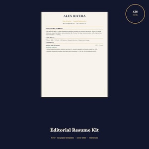 ATS対応履歴書テンプレート｜編集職向けプロフェッショナル履歴書（Word、Googleドキュメント）｜カバーレター＆推薦状（STEM分野向け、最新版）（デジタルダウンロード）