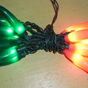 Chili Pepper Lights &quot;Sweet Briar Pink & Green&quot;  Other colors combinations available