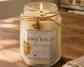 Candela al miele per decorazioni in stile rustico, regalo per lei, candela profumata al miele americano, regalo per gli amanti delle api, candela decorativa al miele per apicoltori