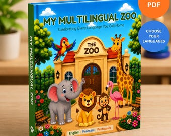 Libro dello zoo multilingue personalizzato / PDF personalizzato con vocabolario per bambini