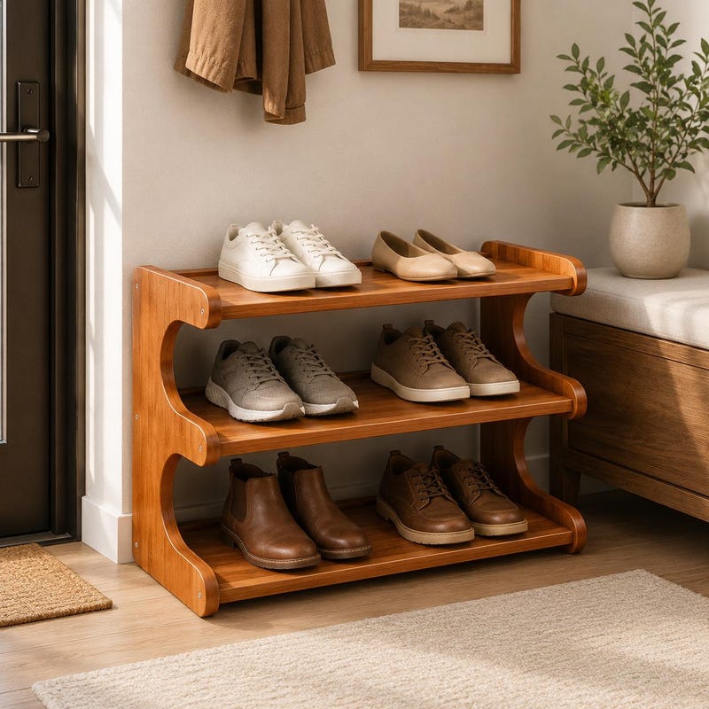 Sjor Racj 3 Tier Wood Shoe Rack - Etsy