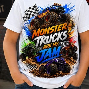 Monster Trucks Are My Jam PNG, Racing Sublimation Design, Boys Birthday Graphic (Digital Download)