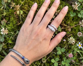 Mystical Snake Jewelry Gift Set Adjustable Bangle Ring Witchy Spiritual Serpent Jewelry for Women, Birthday Gift for Her