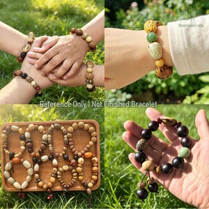 DIY Bodhi Seed Wood Bracelet Kit | Stress Relief Fidget Bracelet, Natural Wood Beads Elastic String, Anxiety Sensory Jewelry Craft Supplies