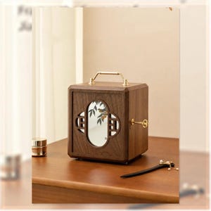Boîte à bijoux en bois massif, organiseur verrouillable, poignée en or vintage, doublure anti-ternissement