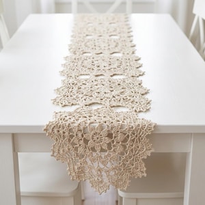 Crochet Lace Table Runner Pattern PDF, Floral Motif Table Decor, Thread Crochet Pattern, Vintage Style Runner, Vintage Style Runner