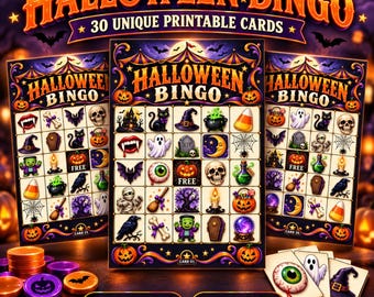 Halloween Bingo Spel, 30 Unieke Kaarten, Activiteit voor een Klasfeest (Direct Downloaden)