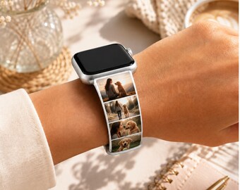 Custom Photo Apple Watch Band, Personalized Silicone Strap with Your Picture or Pet Photo, Gift for Her or Him