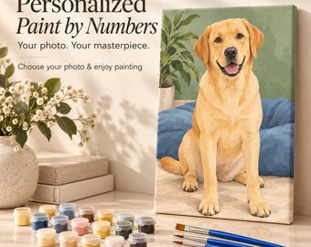 Custom Photo Paint by Numbers Kit, 8x12 Canvas, Personalized Pet or Couple Portrait