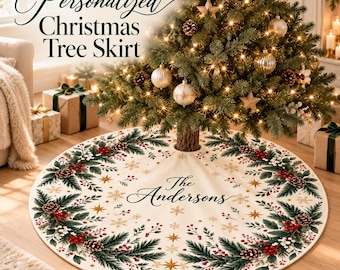 Christmas Tree Skirt, Printed Polyester, 10 Designs, 30–48 Inch
