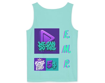 Camiseta sin mangas con el botón de reproducción "Podemos hacerlo" / Camiseta sin mangas con gráfico motivacional