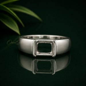Emerald Cut 925 Sterling Silver Semi Mount Ring Setting, 10x8 MM, Gift For Him