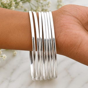 Ensemble de 7 bracelets fins en argent sterling, bracelet minimaliste empilable pour femmes