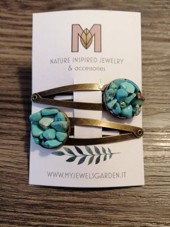 Turquoise Hair Clips for Women / Gemstones Hair Accessories / Etsy