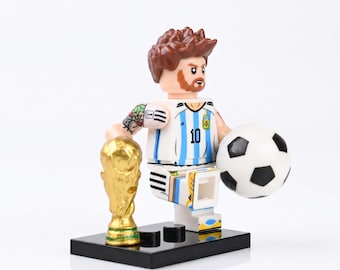 MOC Messi 10 Argentina GOAT Minifigure, Lego-Compatible, Xmas Gift, Fan Present