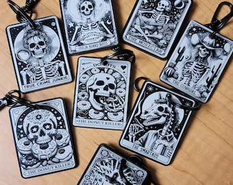 Funny Tarot Card Keychain: Engraved Black Acrylic Hobbyist Tag