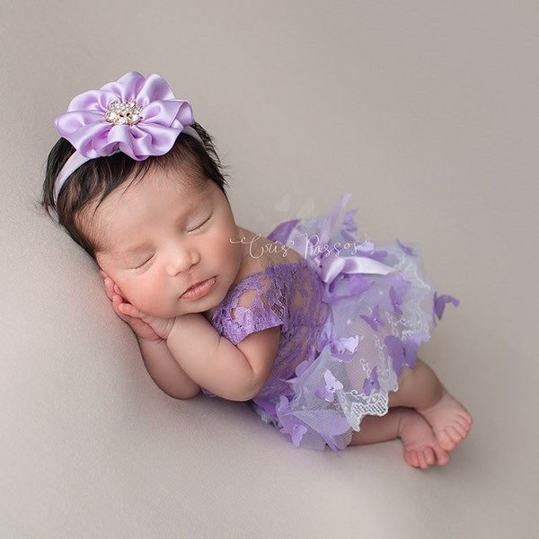 Butterfly prop girl Newborn romper set, Newborn photo prop, newborn romper, newborn lilac romper, newborn girl photo outfit butterfly romper