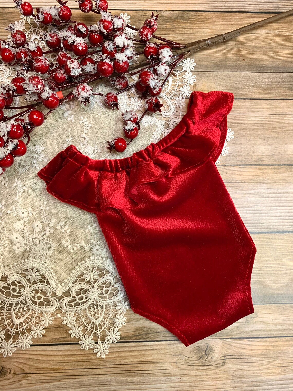 Red baby romper girl Newborn romper set Newborn photo prop Etsy